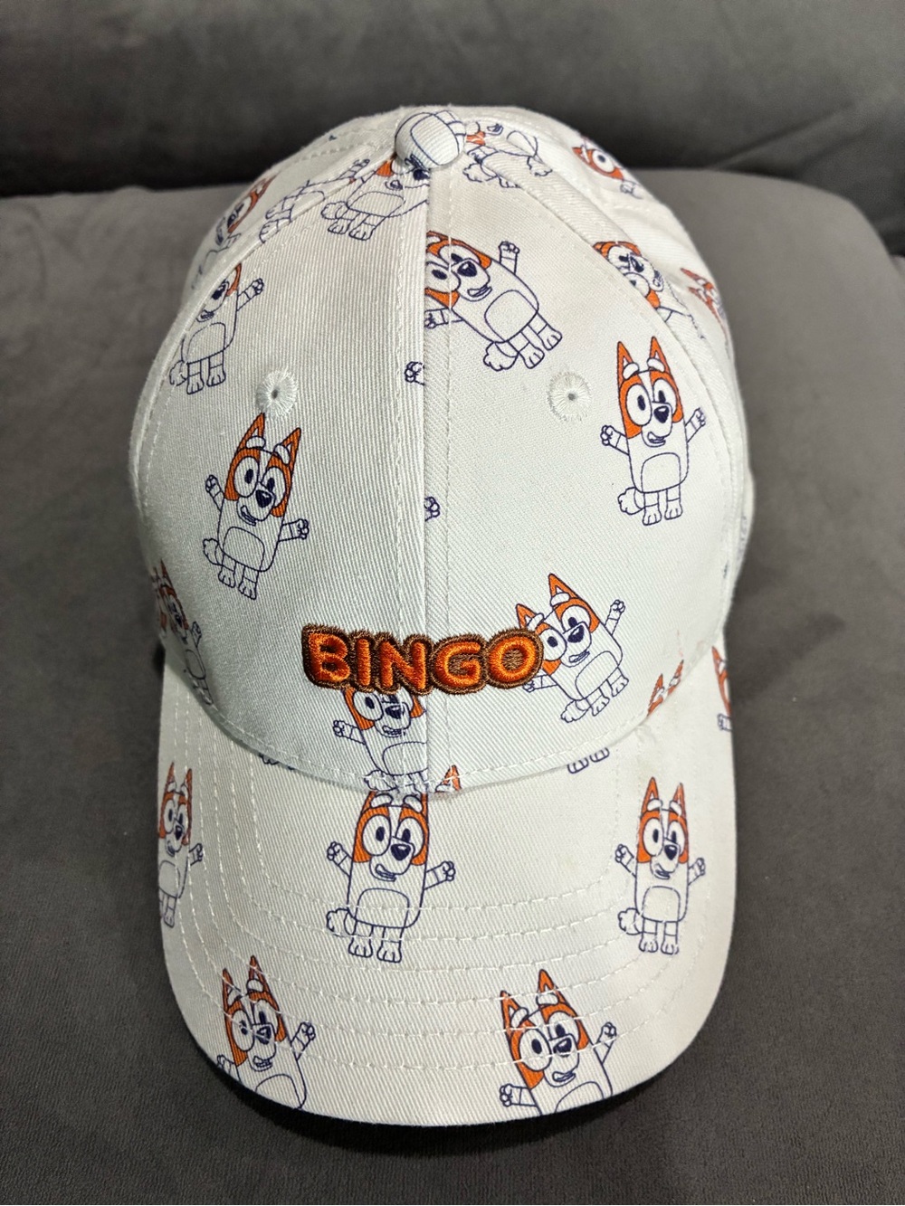 Bluey White Kids Baseball Cap with Orange Bingo Embroidery